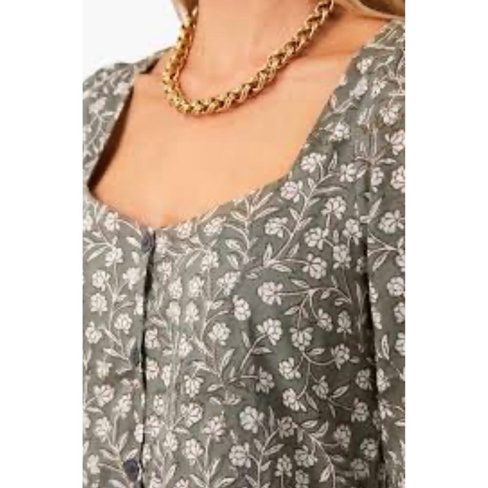 Emerson Fry Olive Green Floral Midi Dress - Picture 2 of 10